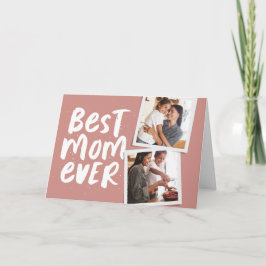 Beste moeder ooit trendy twee foto roos Moederdag Kaart