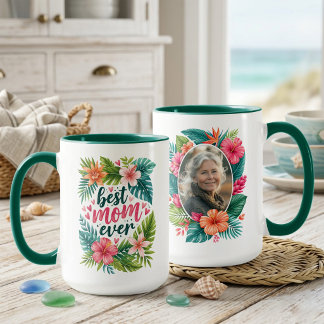 Beste moeder ooit Tropische bloem Moederdag foto Mok