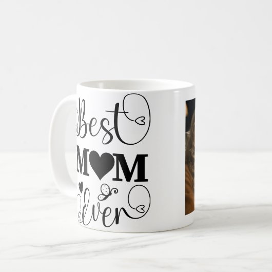 Beste moeder ooit typografie en moderne aangepaste koffiemok (Voorkant links)