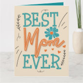 Beste moeder ooit typografie Floral Moederdag Kaart (Voorkant)