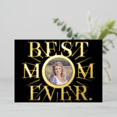 Beste Moeder Ooit typografie Moederdag foto Folie Feestdagenkaart (Staand Voorkant)