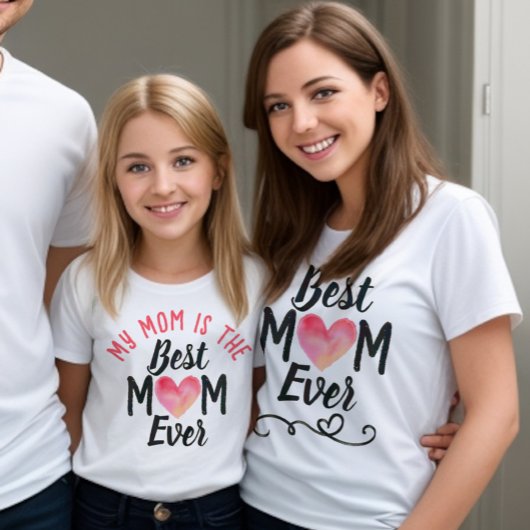 Beste moeder ooit typografie roze waterverf hart t-shirt