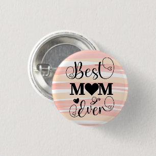 Beste Moeder ooit Typografie Script Pink Boho Line Ronde Button 3,2 Cm