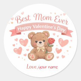 Beste Moeder Ooit Valentijnshart Postkaart Ronde Sticker