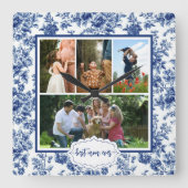 Beste moeder ooit vier foto  Bloemen Blauw Toile Vierkante Klok (Voorkant)