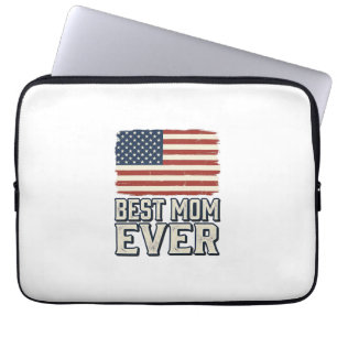 Beste moeder ooit vintage Amerikaanse vlag shirt o Laptop Sleeve