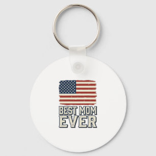 Beste moeder ooit vintage Amerikaanse vlag shirt o Sleutelhanger