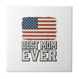 Beste moeder ooit vintage Amerikaanse vlag shirt o Tegeltje