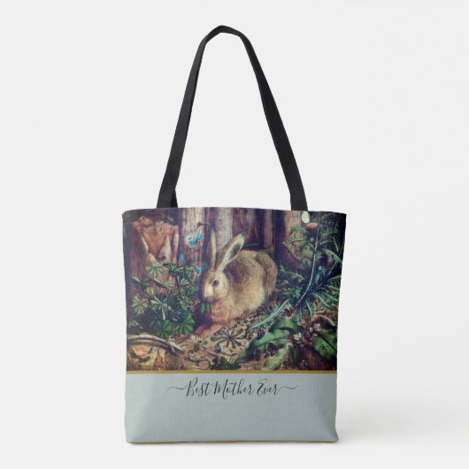 Beste moeder ooit! Vintage konijn Waterverf Tote Bag (Achterkant)