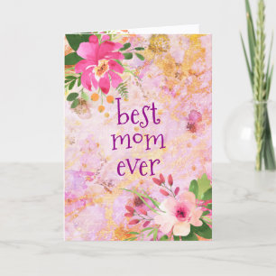 Beste Moeder Ooit Vintage Roze Goud Bloemige Water Kaart