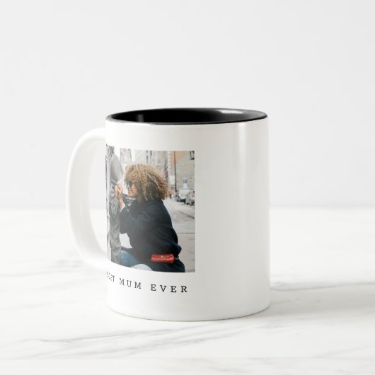 Beste moeder ooit volledige foto gepersonaliseerd tweekleurige koffiemok (Voorkant links)