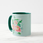 Beste Moeder Ooit Waterverf Bloem Groen & Goud Mok (Voorkant links)