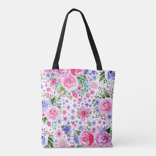 Beste moeder ooit Waterverf Bloemen Moederdag Foto Tote Bag (Achterkant)