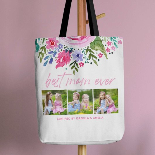 Beste moeder ooit Waterverf Bloemen Moederdag Foto Tote Bag