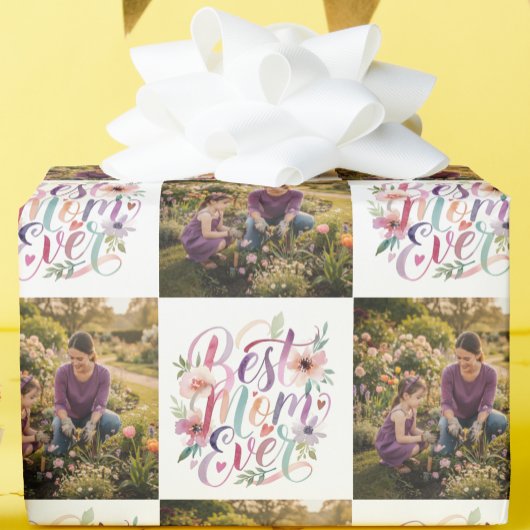 Beste Moeder Ooit Waterverf Bloemstuk Aangepast Cadeaupapier
