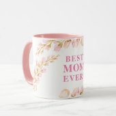 BESTE MOEDER OOIT  waterverf floral roze Mok (Voorkant links)