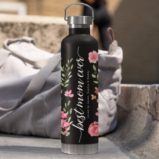 Beste Moeder Ooit Waterverf florals gepersonalisee Waterfles