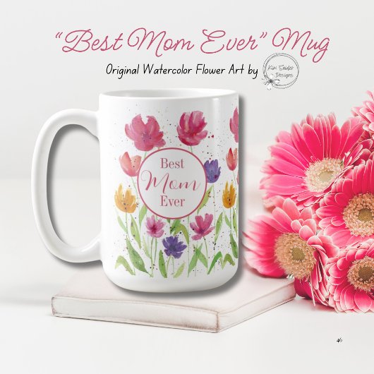 Beste moeder ooit Waterverf Flowers Koffiemok