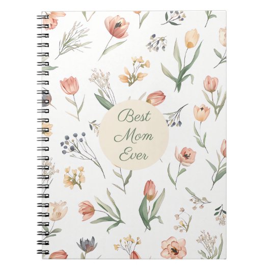 Beste Moeder Ooit Waterverf Tulp Spiraal Notebook Notitieboek (Voorkant)