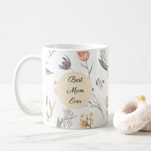 Beste Moeder Ooit Waterverf Tulp Verspreid Beker Koffiemok (Met donut)