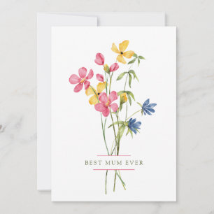 Beste moeder ooit Wildflower Bouquet Moederdag Feestdagenkaart