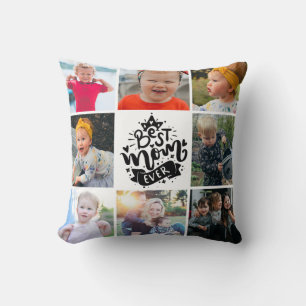 Beste Moeder Ooit Witte Letter Foto Collage Cadeau Kussen