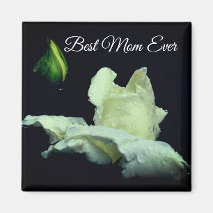 Beste moeder ooit Witte Rosebud Bloem Magneet