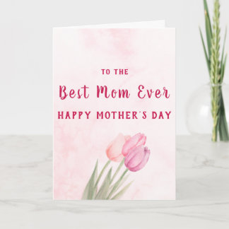 Beste moeder ooit Zachte roze bloemen Moederdag Kaart
