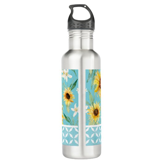 Beste Moeder ooit Zonnebloem Citrus Floral Waterfles (Achterkant)