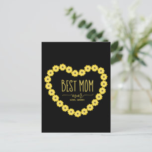 Beste Moeder Ooit Zonnebloem Hart Aangepaste Naam  Briefkaart