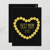 Beste Moeder Ooit Zonnebloem Hart Aangepaste Naam  Briefkaart (Voorkant / Achterkant)