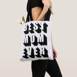 Beste moeder ooit zwart wit typografie leuk vet tote bag