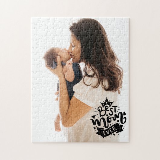 Beste Moeder Ooit Zwarte Letter Foto Moederdag Cad Legpuzzel (Verticaal)