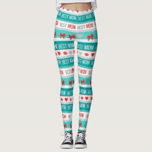 Beste Moeder Pop Art Harten & Strikken Retro Leggings