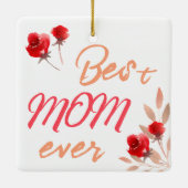 Beste moeder Red Roses Waterverf Moeder Keramisch Ornament (Achterkant)