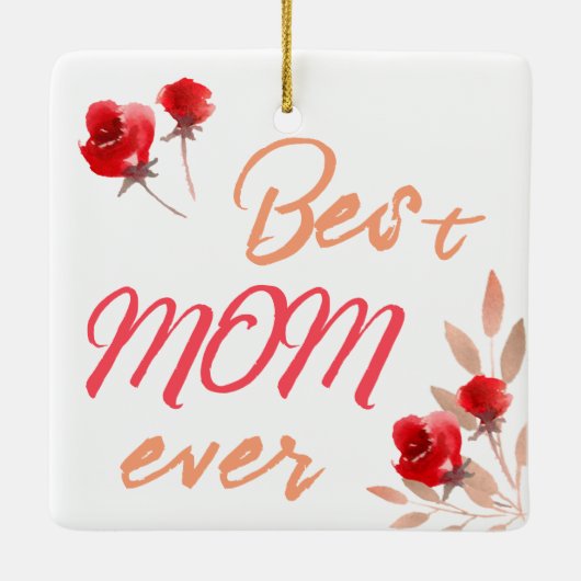 Beste moeder Red Roses Waterverf Moeder Keramisch Ornament (Achterkant)