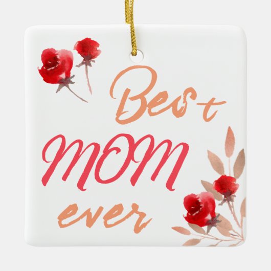 Beste moeder Red Roses Waterverf Moeder Keramisch Ornament (Voorkant)