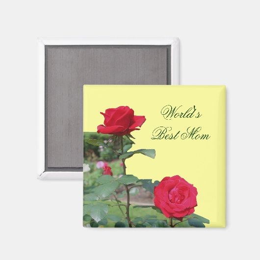 Beste moeder rode rozen bloem foto magneet (Voorkant / Achterkant)
