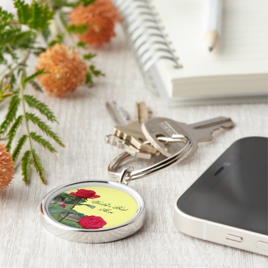 Beste Moeder Rode Rozen Bloem Sleutelhanger (Zijkant)