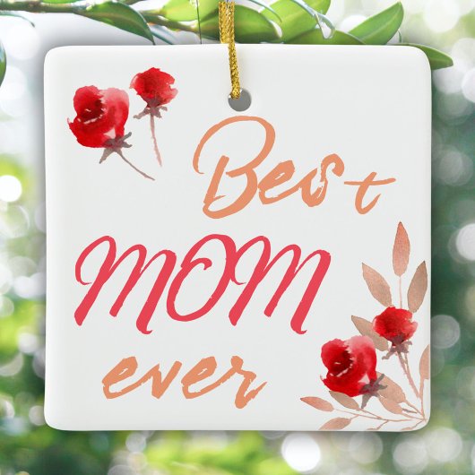 Beste Moeder Rode Rozen Waterverf Moeder Keramisch Ornament