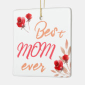 Beste Moeder Rode Rozen Waterverf Moeder Keramisch Ornament (Links)