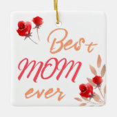 Beste Moeder Rode Rozen Waterverf Moeder Keramisch Ornament (Voorkant)