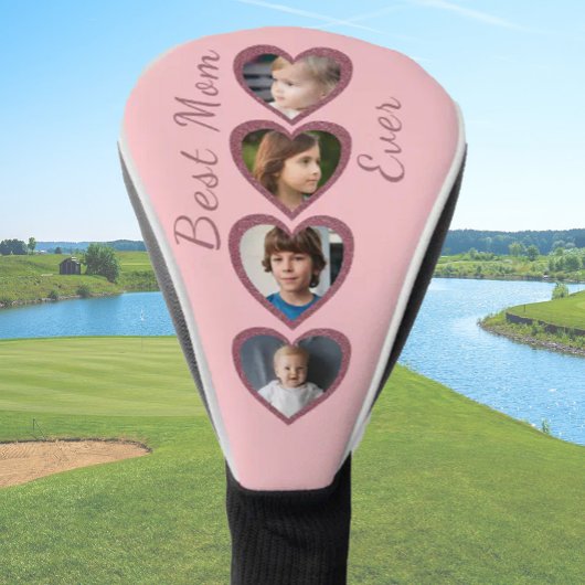 Beste Moeder Roze Harten Kinder Fotocollage Golfheadcover