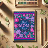 Beste Moeder Roze Paarse Bloemen  Moederdag Kaart