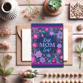 Beste Moeder Roze Paarse Bloemen Mooie Moederdag Kaart