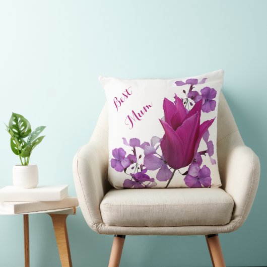 Beste moeder roze tulp bloemenvrolijk moeder's kussen (Stoel)