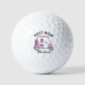 Beste Moeder Roze Waterverf Kar Monogram Naam Golfballen (Voorkant)