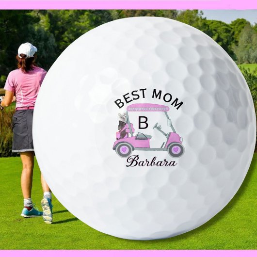 Beste Moeder Roze Waterverf Kar Monogram Naam Golfballen
