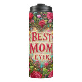 Beste moeder: Rozen, harten, gouden gloed Thermosbeker (Voorkant)