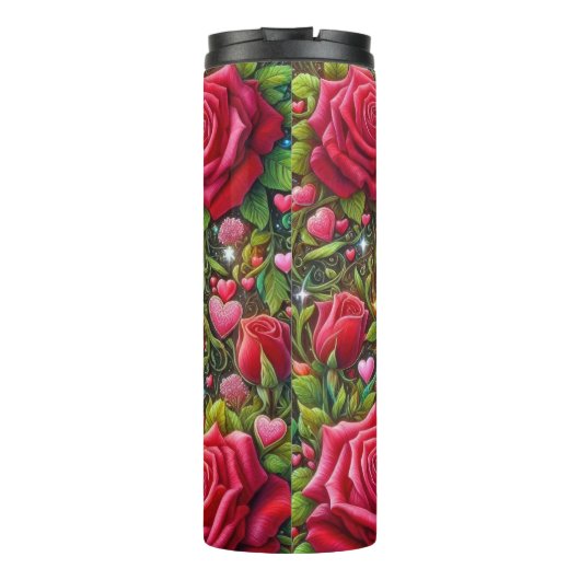 Beste moeder: Rozen, harten, gouden gloed Thermosbeker (Achterkant)
